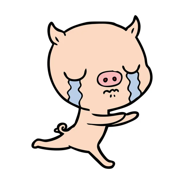 Vector Illustration Cartoon Pig Crying — Stock Vector