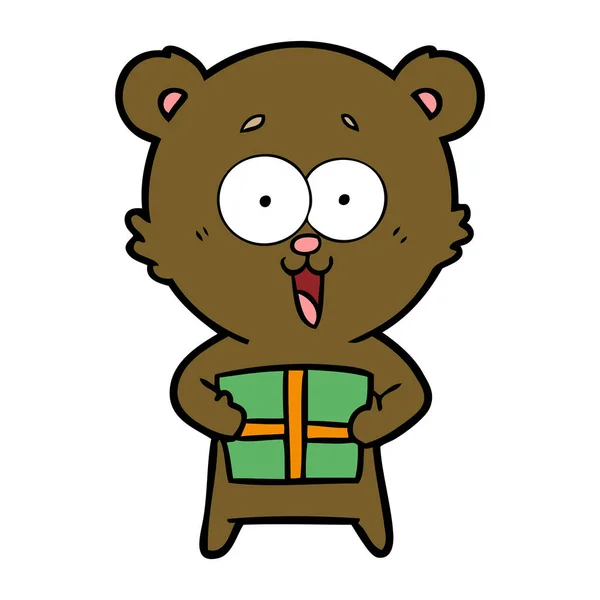 圣诞礼物笑泰迪熊 — 图库矢量图片