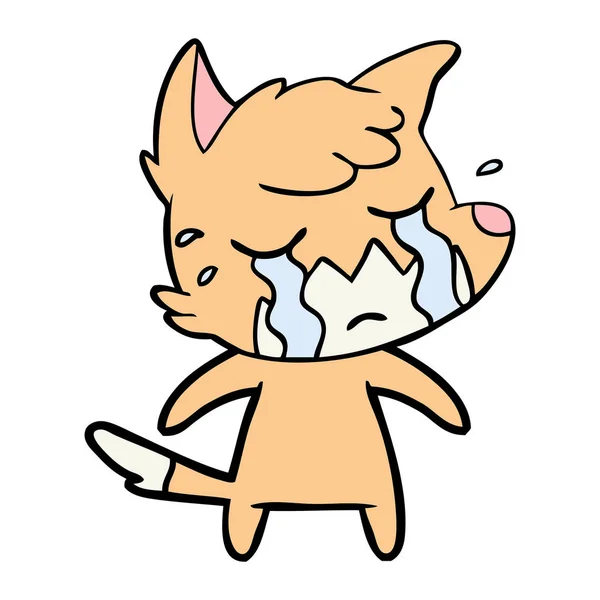 Vector Illustration Crying Fox Cartoon — Stock Vector