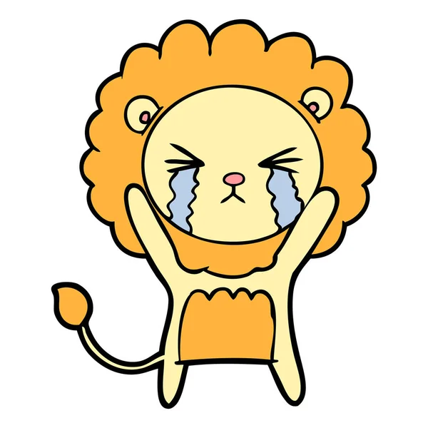 Vector Illustration Cartoon Crying Lion — Stock Vector