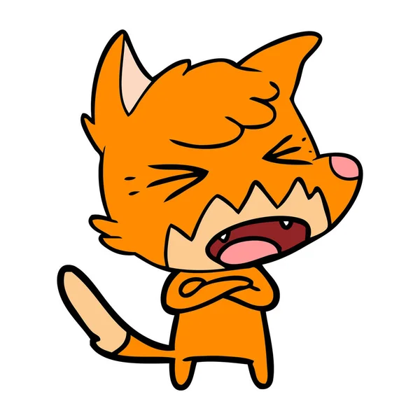 Vector Illustration Angry Cartoon Fox — Stock Vector