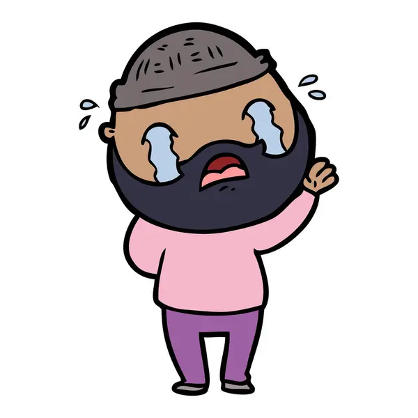 Dessin Animé Barbu Homme Pleurer — Image vectorielle