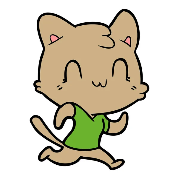 Cartoon Happy Cat Running — Stock Vector