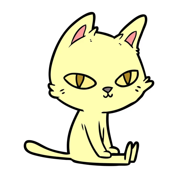 座って漫画猫のベクトル イラスト — ストックベクタ