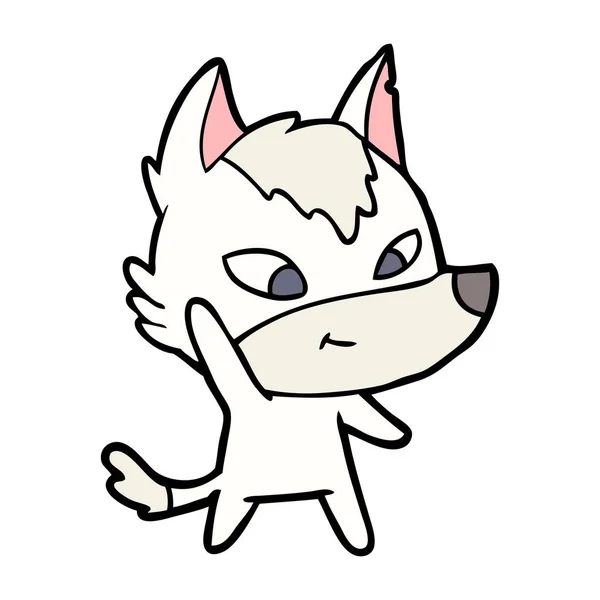 Vectorillustratie Van Vriendelijke Cartoon Wolf — Stockvector