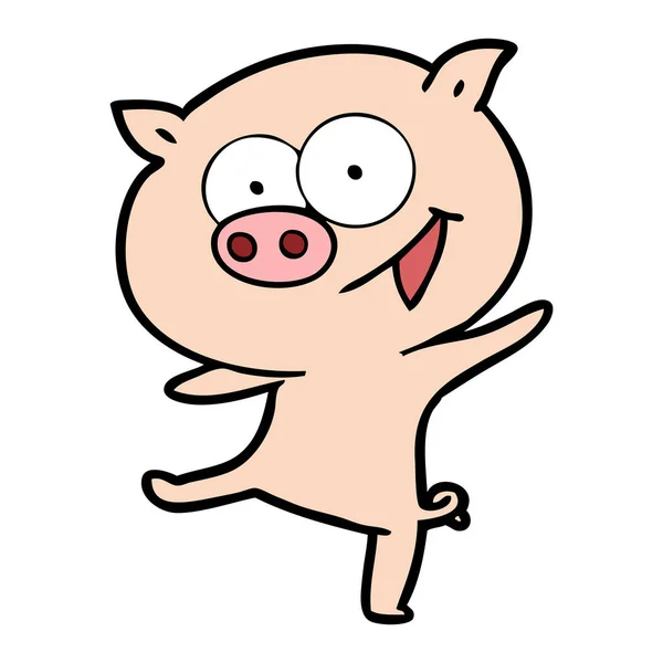 Joyeux Cochon Dansant Dessin Animé — Image vectorielle
