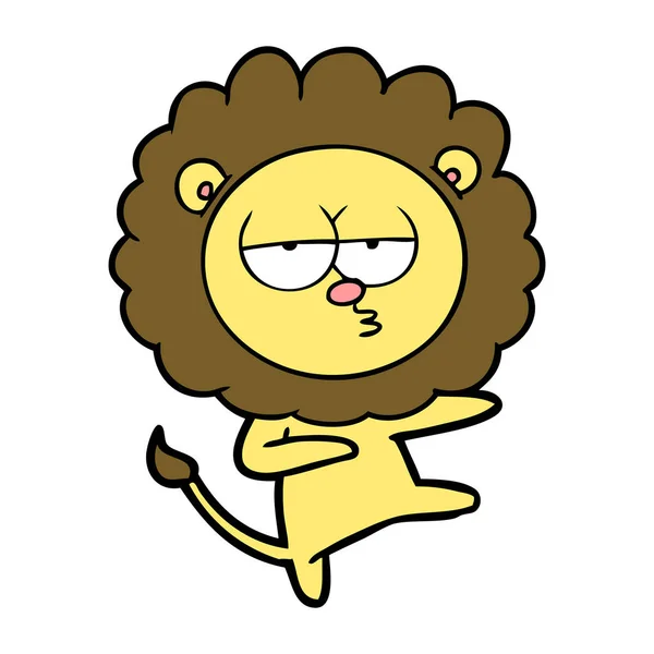 Desenho Animado Aborrecido Leão Dançando —  Vetores de Stock