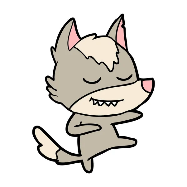 Friendly Cartoon Wolf Dancer — Stock Vector