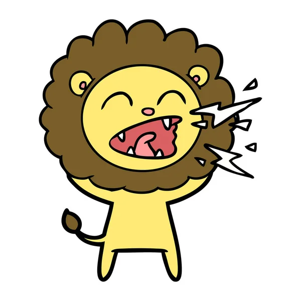 Illustration Vectorielle Lion Rugissant Bande Dessinée — Image vectorielle