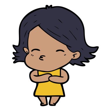 Çizgi filmdeki kadının vektör çizimi