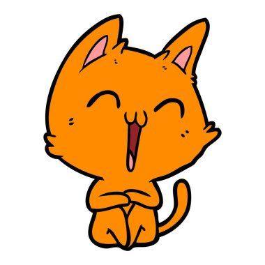 vektör çizim karikatür mutlu kedi