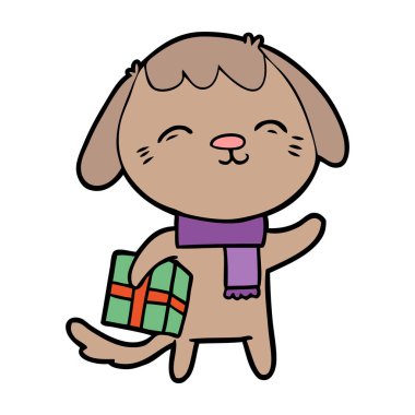 vektör çizim mutlu karikatür köpek