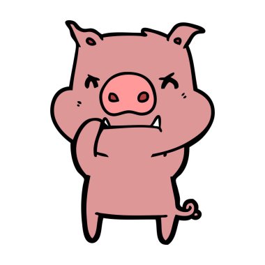 kızgın çizgi film domuz vektör çizim