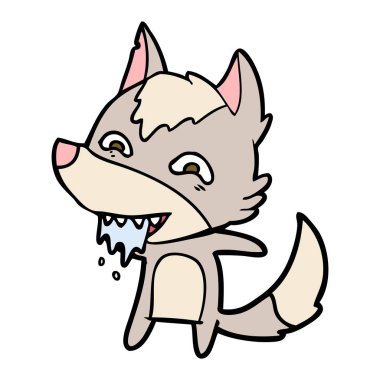 vektör çizim karikatür aç kurt