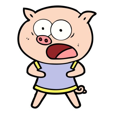 vektör çizim karikatür domuz bağırarak