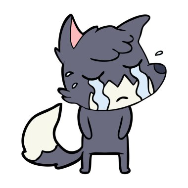 Tilki çizgi film ağlama vektör çizim