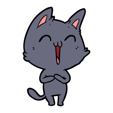 vektör çizim karikatür mutlu kedi