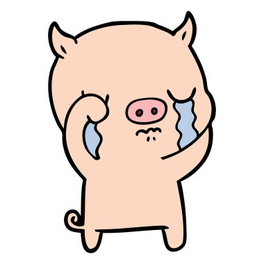 vektör çizim karikatür domuz ağlama