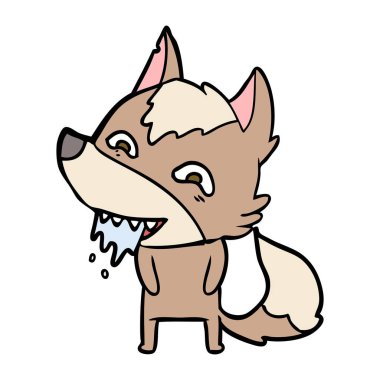 vektör çizim karikatür aç kurt