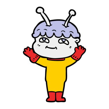 Dostu karikatür spaceman vektör çizim