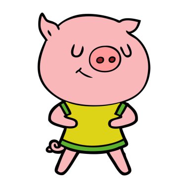 mutlu karikatür domuz vektör çizim