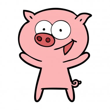 neşeli domuz karikatür vektör çizim