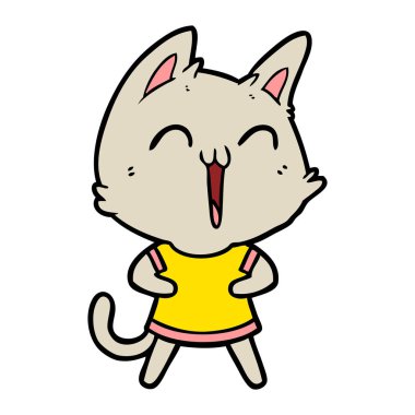 vektör çizim karikatür mutlu kedi