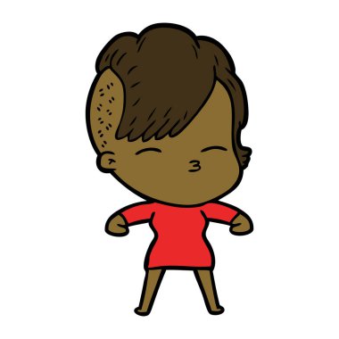 çizgi film kız gözlerini kısarak vektör çizim