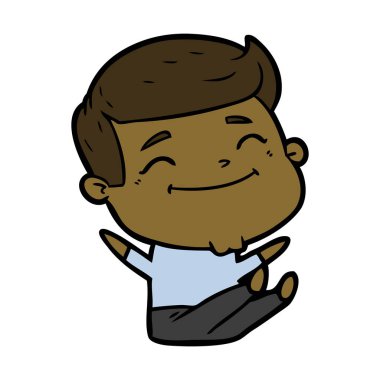 mutlu çizgi film adam vektör çizim