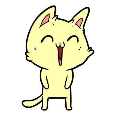 vektör çizim karikatür mutlu kedi