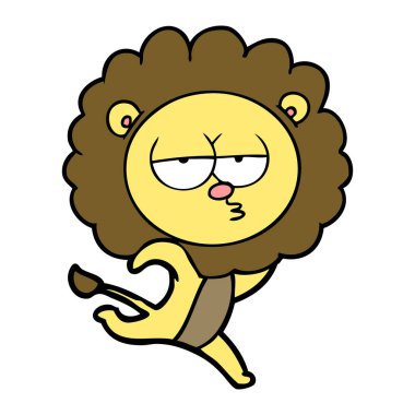 vektör çizim karikatür aslan çalıştıran