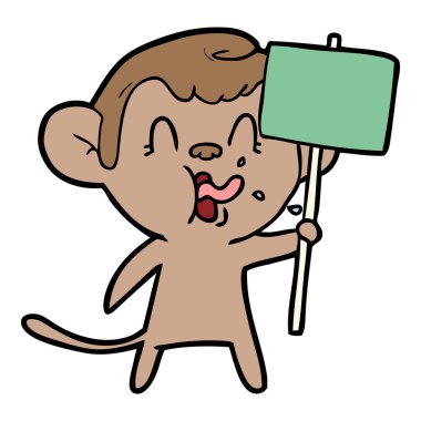 deli karikatür maymun işareti ile 