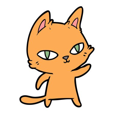 vektör çizim karikatür kedi bakarak