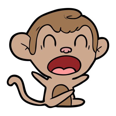 bağırarak karikatür maymun vektör çizim