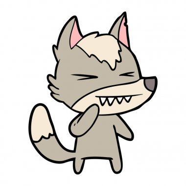 vektör çizim öfkeli wolf çizgi film