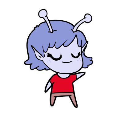 gülümseyen uzaylı kız çizgi film