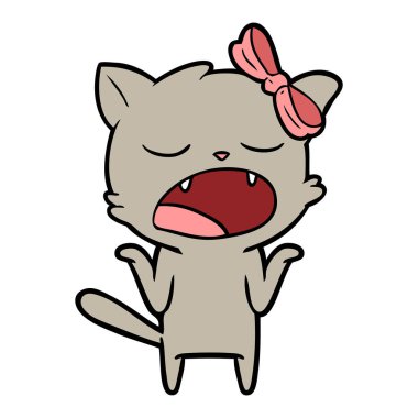 vektör çizim karikatür esneme kedi