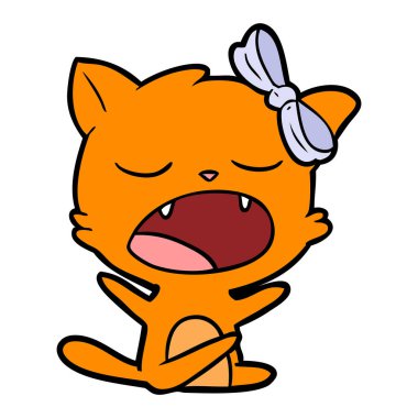 vektör çizim karikatür esneme kedi