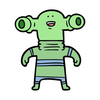 Dostu karikatür uzaylı vektör çizim