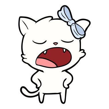 vektör çizim karikatür esneme kedi