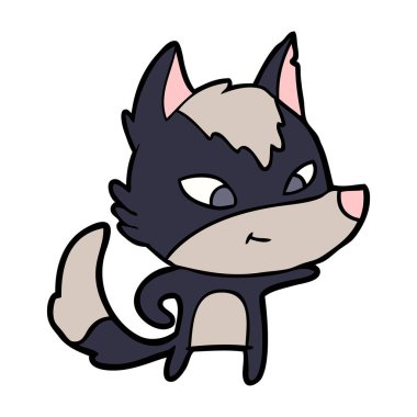 vektör çizim dostu karikatür kurt