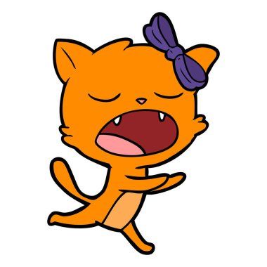 vektör çizim karikatür esneme kedi