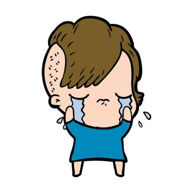 Ağlayan kızın vektör çizimi