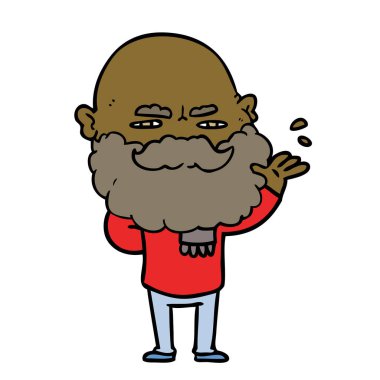 Sakal çatık ile küçümseyen adam çizgi film