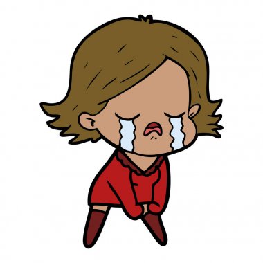 vektör çizim karikatür kız ağlıyor