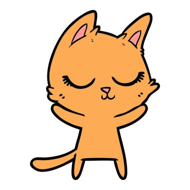 Sakin karikatür kedi vektör çizim