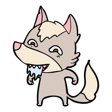 vektör çizim karikatür aç kurt