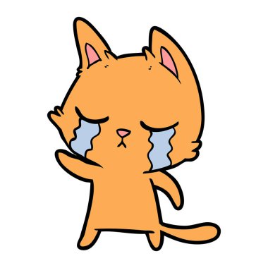 vektör çizim karikatür kedi ağlama