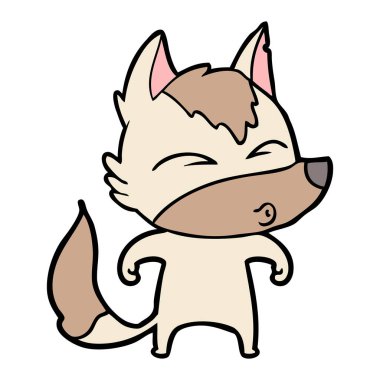 vektör çizim karikatür kurt ıslık