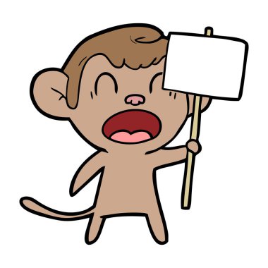 bağırarak karikatür maymun vektör çizim